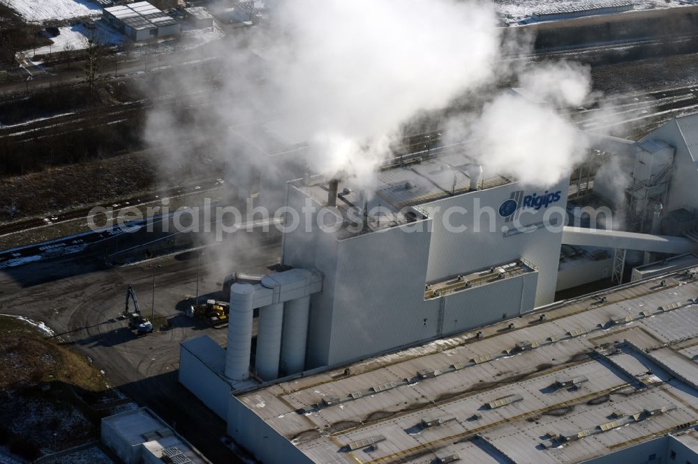 Aerial image Brieselang - Building and production halls on the premises of RIGIPS GmbH in Brieselang in the state Brandenburg