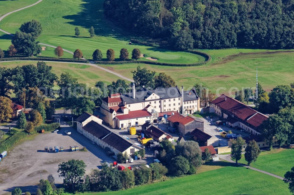 Tuntenhausen from the bird's eye view: Building and production halls on the premises of the brewery Maxlrain in Tuntenhausen in the state Bavaria, Germany