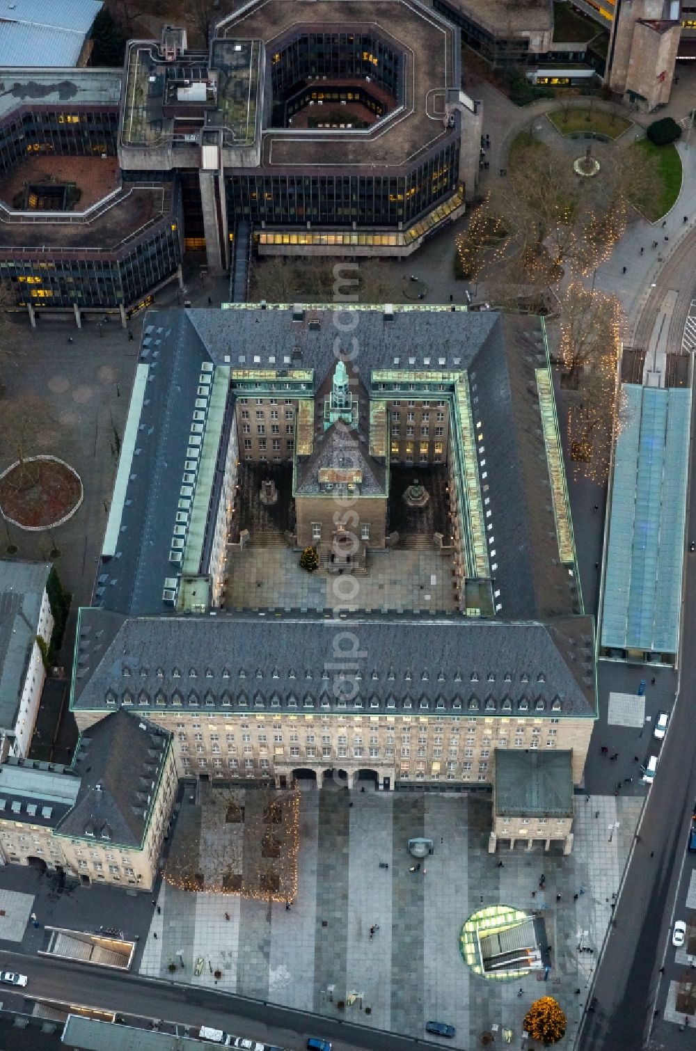 Bochum from the bird's eye view: Building of the Town Hall of Bochum in North Rhine-Westphalia