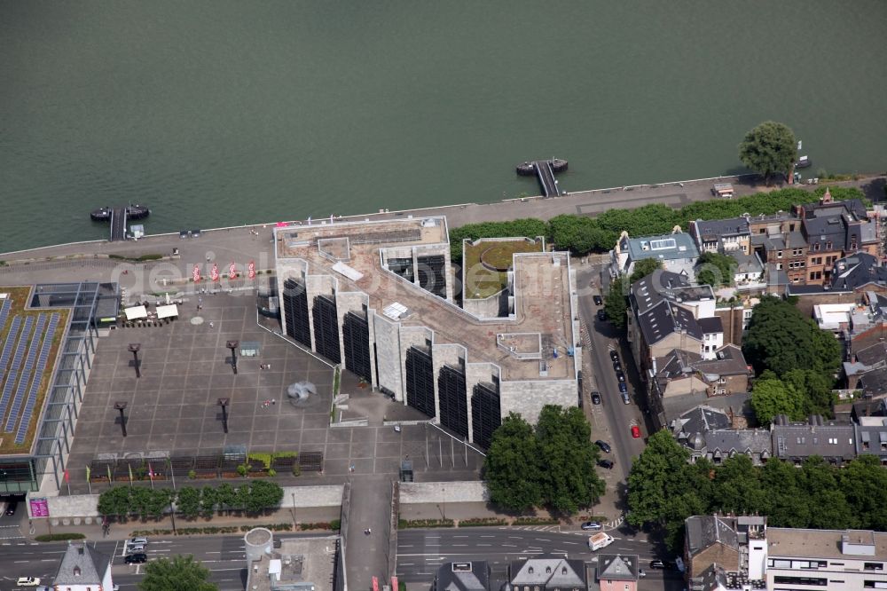 Mainz from the bird's eye view: Building of the City Hall on the River Rhine in Mainz in Rhineland-Palatinate