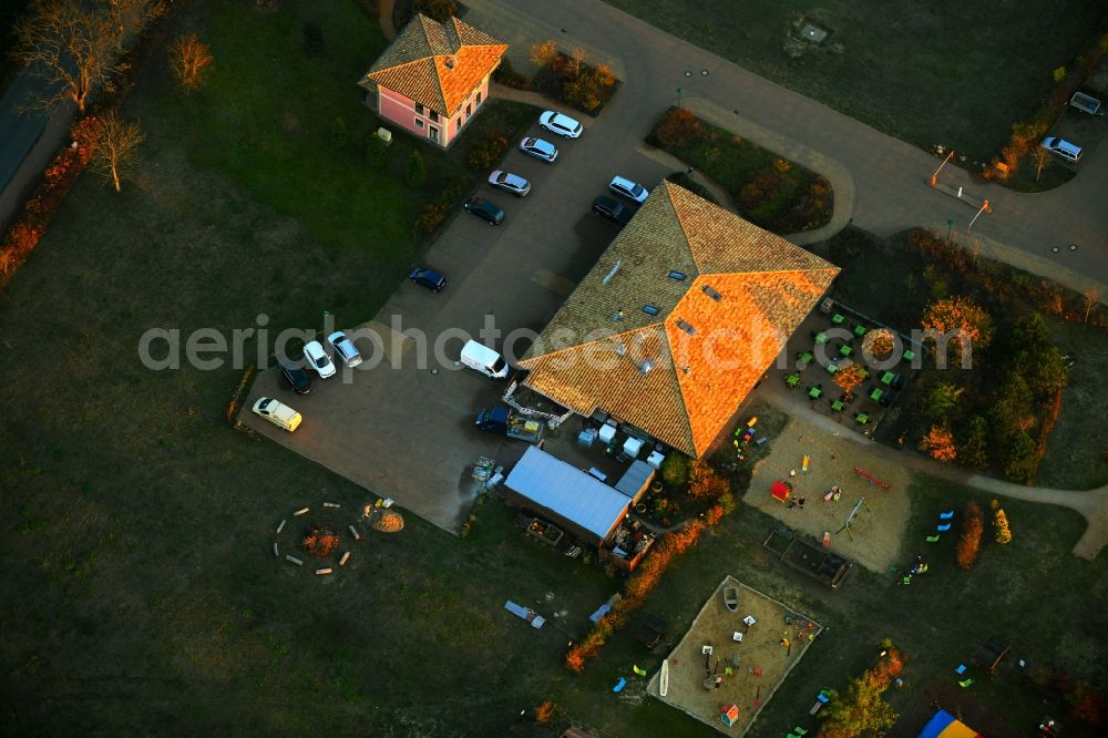 Aerial photograph Templin - Building of the restaurant BarBerino Restaurant Am Kurpark in Templin in the state Brandenburg, Germany