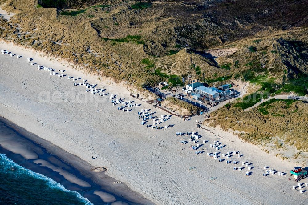 Kampen (Sylt) from above - Building of the restaurant Buhne 16 in Kampen (Sylt) at the island Sylt in the state Schleswig-Holstein, Germany