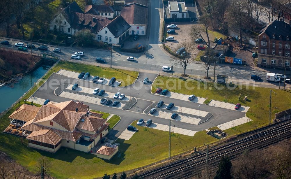 Witten from the bird's eye view: Building of restaurant Cafe del Sol at Ruhrdeich in Witten in North Rhine-Westphalia