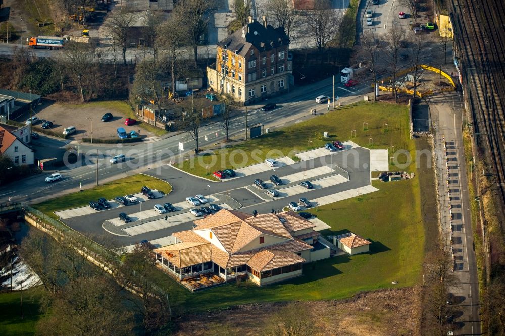 Aerial photograph Witten - Building of restaurant Cafe del Sol at Ruhrdeich in Witten in North Rhine-Westphalia