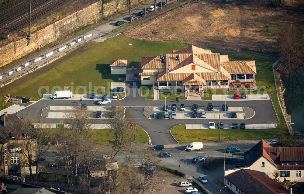 Witten from the bird's eye view: Building of restaurant Cafe del Sol at Ruhrdeich in Witten in North Rhine-Westphalia