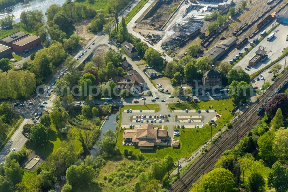 Aerial photograph Witten - Building of restaurant Cafe del Sol at Ruhrdeich in Witten in North Rhine-Westphalia