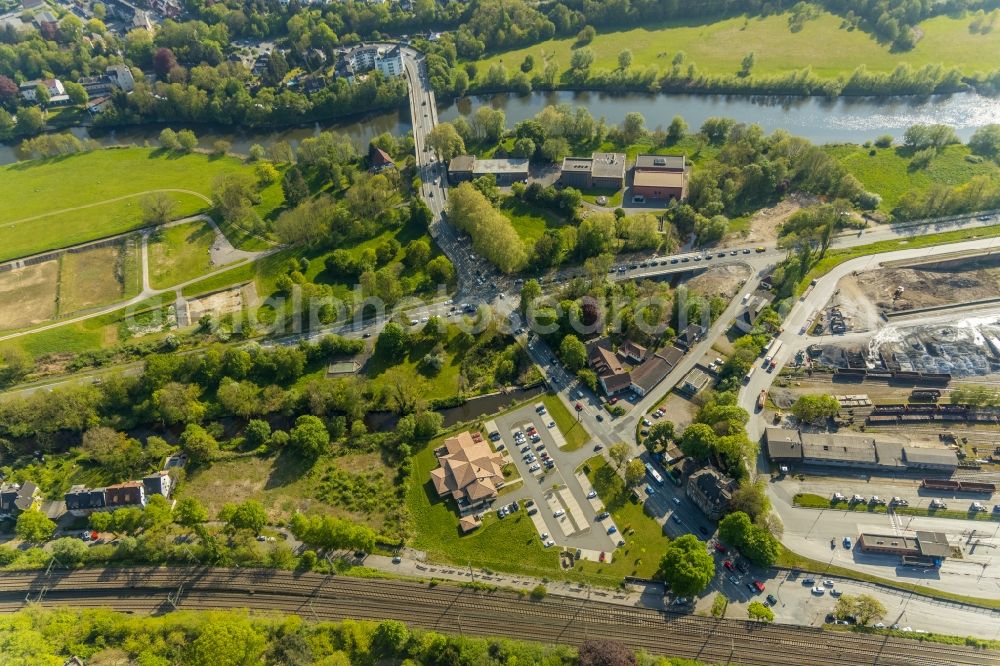 Witten from above - Building of restaurant Cafe del Sol at Ruhrdeich in Witten in North Rhine-Westphalia