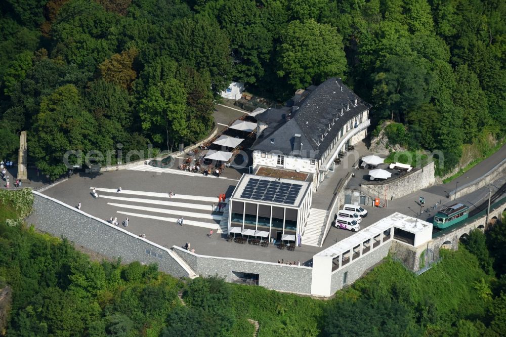 Aerial image Königswinter - Building of the restaurant Drachenfels. Restaurant & Eventlocation in Koenigswinter in the state North Rhine-Westphalia, Germany