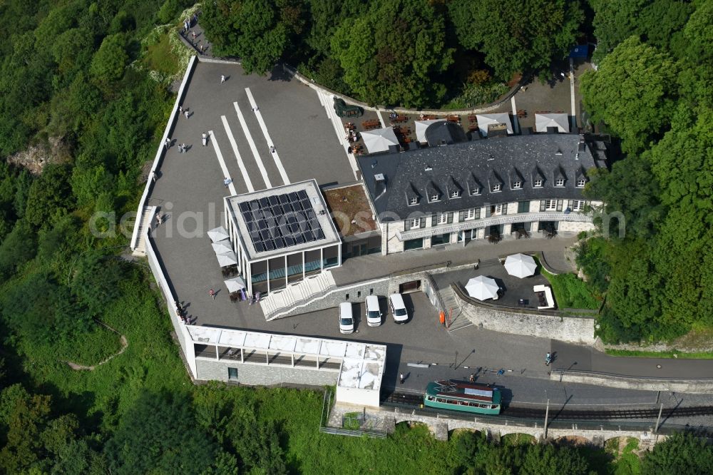 Aerial photograph Königswinter - Building of the restaurant Drachenfels. Restaurant & Eventlocation in Koenigswinter in the state North Rhine-Westphalia, Germany