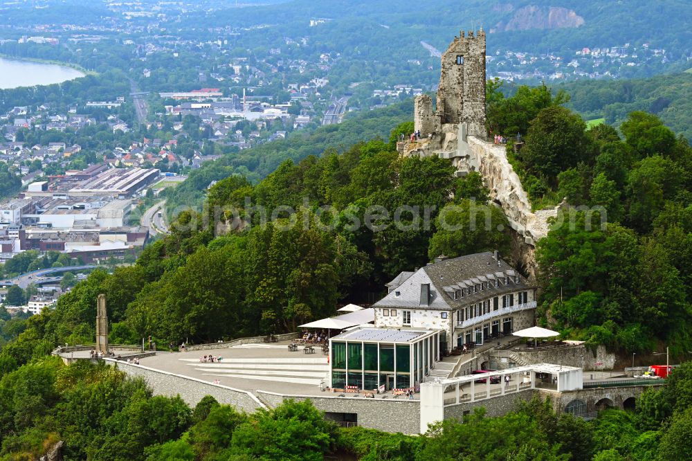 Aerial image Königswinter - Building of the restaurant Drachenfels. Restaurant & Eventlocation in Koenigswinter in the state North Rhine-Westphalia, Germany