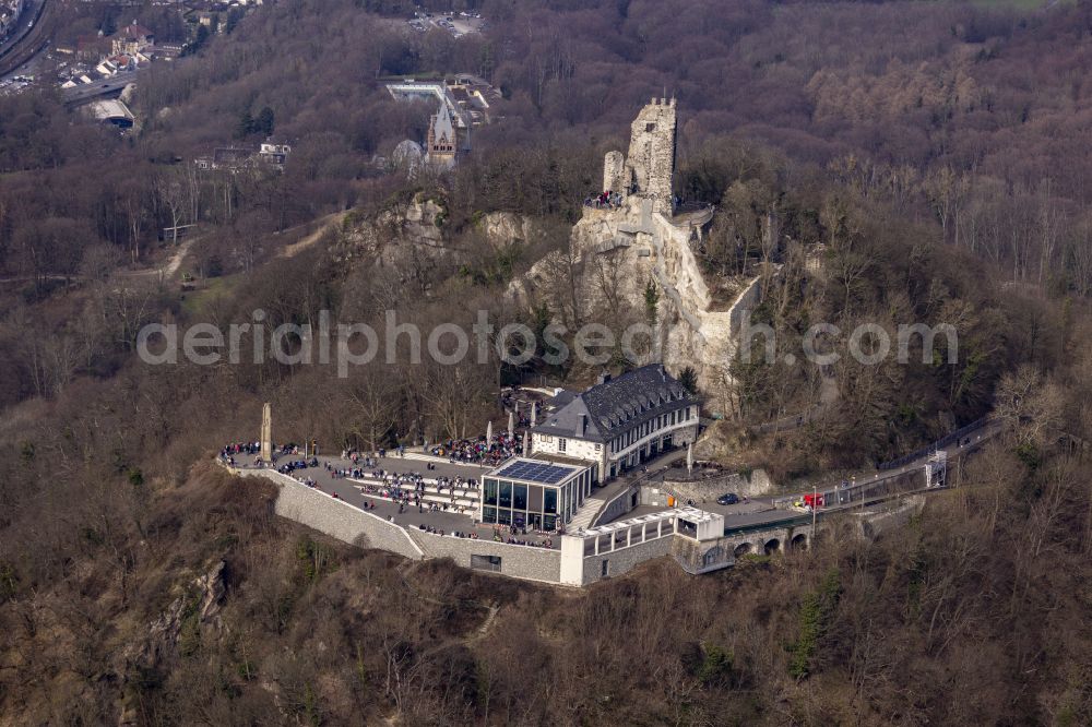 Aerial image Königswinter - Building of the restaurant Drachenfels. Restaurant & Eventlocation in Koenigswinter in the state North Rhine-Westphalia, Germany