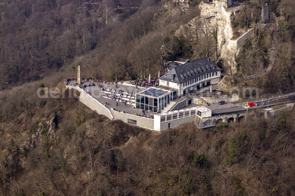 Aerial photograph Königswinter - Building of the restaurant Drachenfels. Restaurant & Eventlocation in Koenigswinter in the state North Rhine-Westphalia, Germany