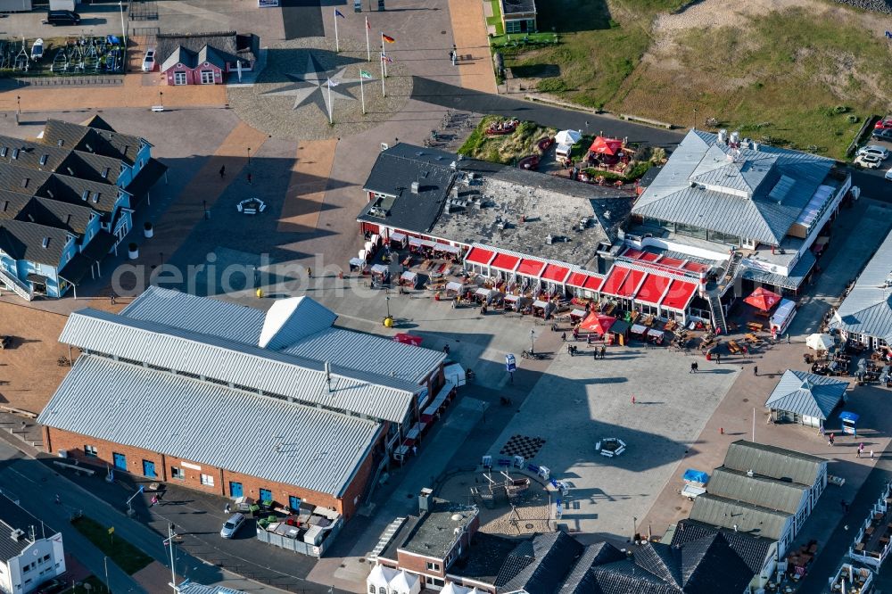 Aerial image List - Building of the restaurant Gosch in List at the island Sylt in the state Schleswig-Holstein, Germany