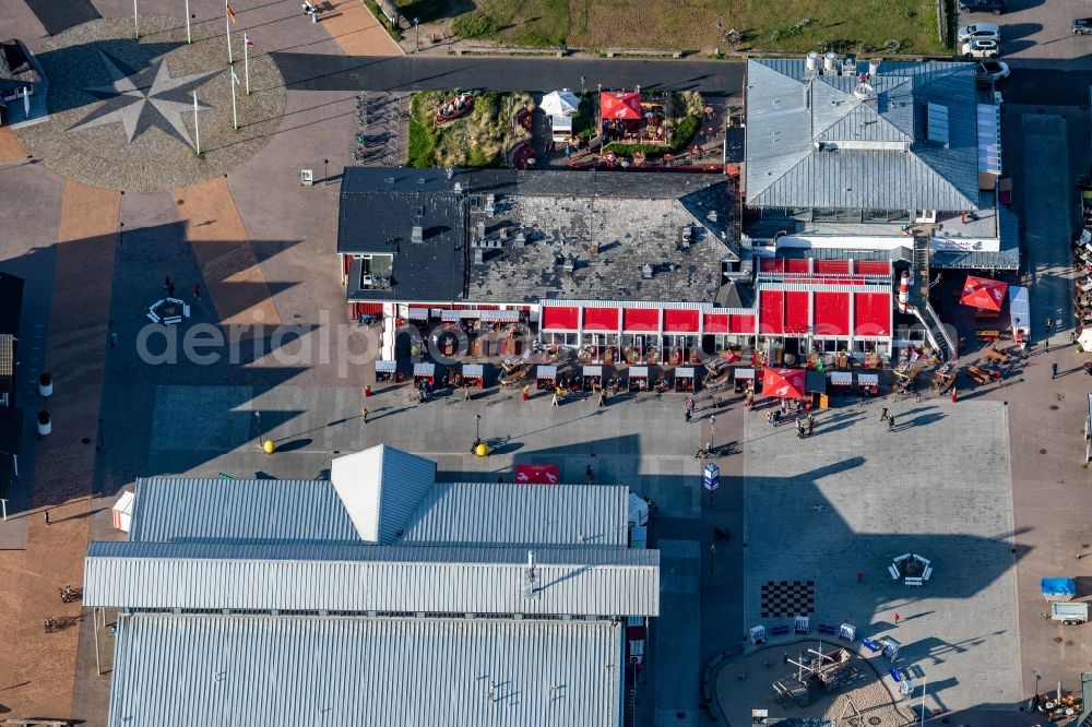 Aerial photograph List - Building of the restaurant Gosch in List at the island Sylt in the state Schleswig-Holstein, Germany