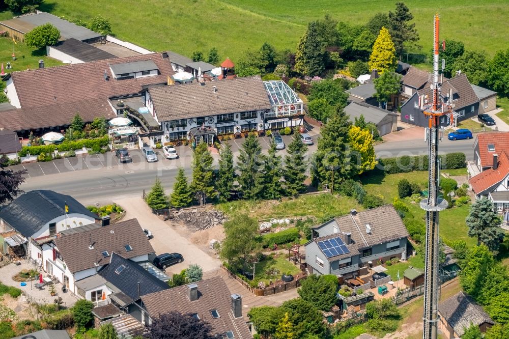 Aerial image Breckerfeld - Building of the restaurant Haus Wengeberg on Wengeberg in Breckerfeld in the state North Rhine-Westphalia, Germany