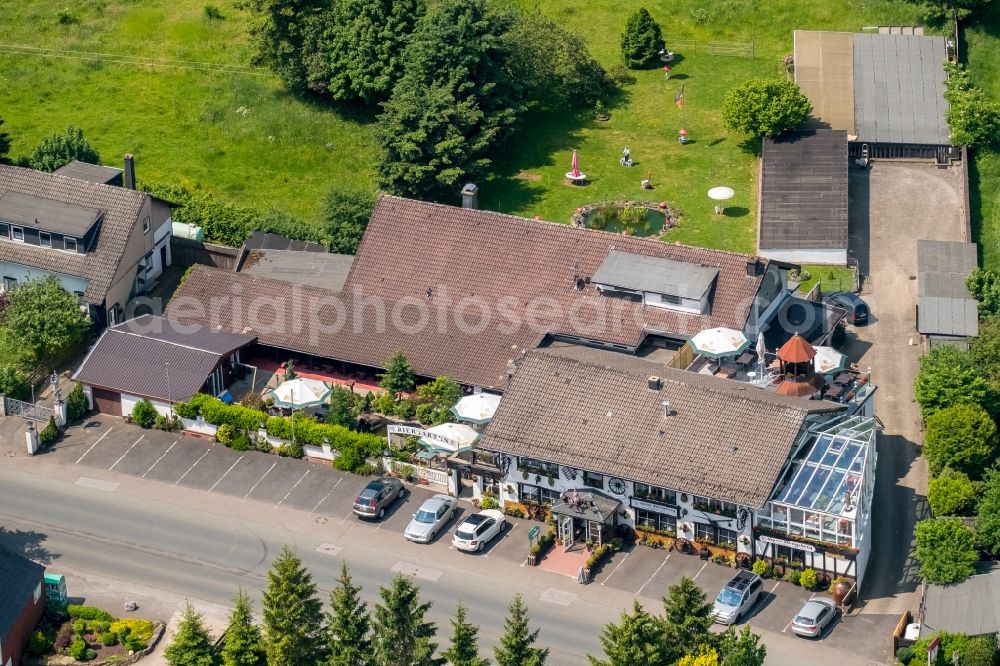 Aerial image Breckerfeld - Building of the restaurant Haus Wengeberg on Wengeberg in Breckerfeld in the state North Rhine-Westphalia, Germany