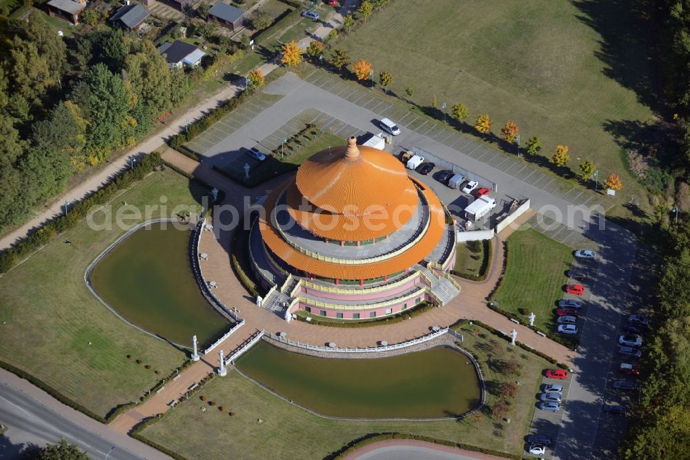 Hohen Neuendorf from above - Building of the restaurant Himmelspagode Himmelspagode an der Oranienburger Strasse in Hohen Neuendorf in the state Brandenburg