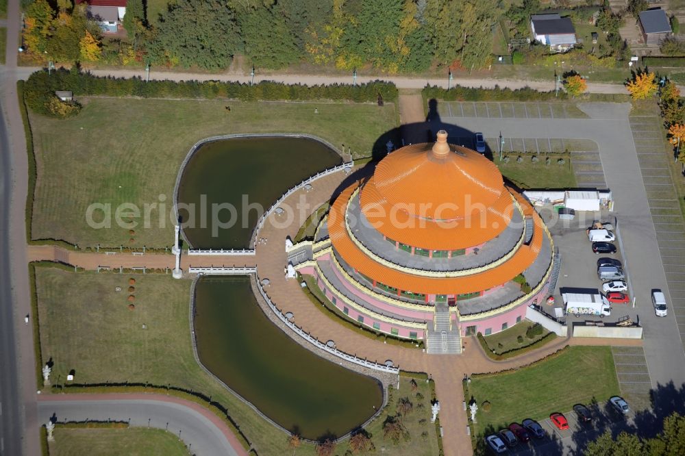 Aerial image Hohen Neuendorf - Building of the restaurant Himmelspagode Himmelspagode an der Oranienburger Strasse in Hohen Neuendorf in the state Brandenburg