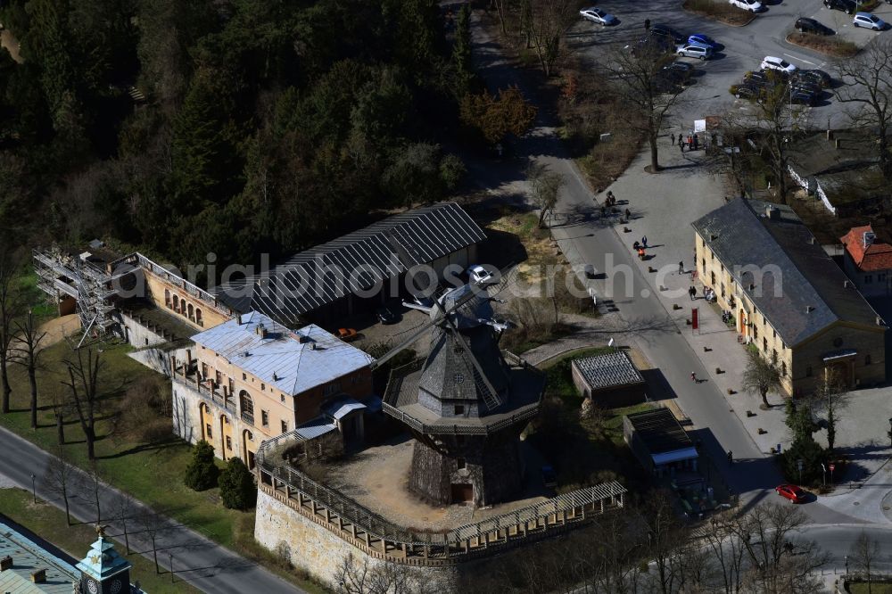 Aerial photograph Potsdam - Building of the restaurant Historische Muehle von Sanssouci on Maulbeerallee in the district Westliche Vorstadt in Potsdam in the state Brandenburg