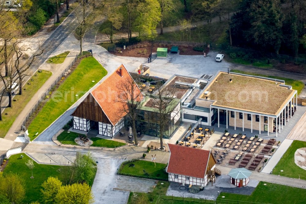 Aerial photograph Hamm - Building of the restaurant Hohoffs 800A? Altes Faehrhaus (Old Boathouse) in the North of Hamm in the state of North Rhine-Westphalia