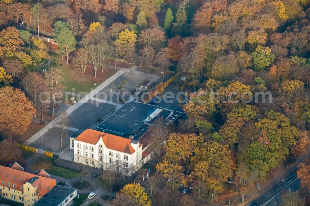 Hamm from above - Building of the restaurant Kurhaus Bad Hamm at the Ostenallee in Hamm in the state North Rhine-Westphalia