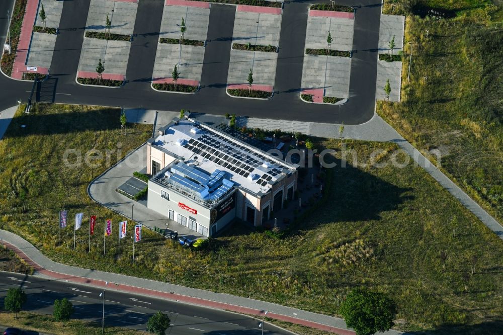 Berlin from above - Building of the restaurant L'Osteria Mahlsdorf in Alt-Mahlsdorf in the district Mahlsdorf in Berlin, Germany