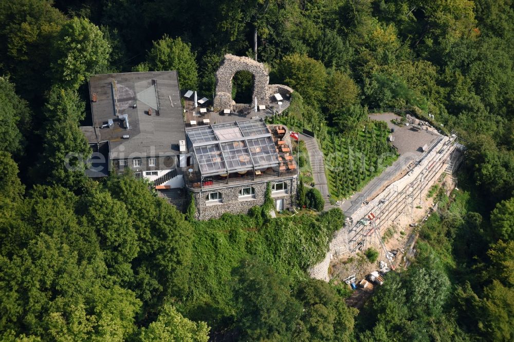 Aerial photograph Remagen - Building of the restaurant Lutter & Wegner on Rolandsbogen in the district Rolandswerth in Remagen in the state Rhineland-Palatinate, Germany