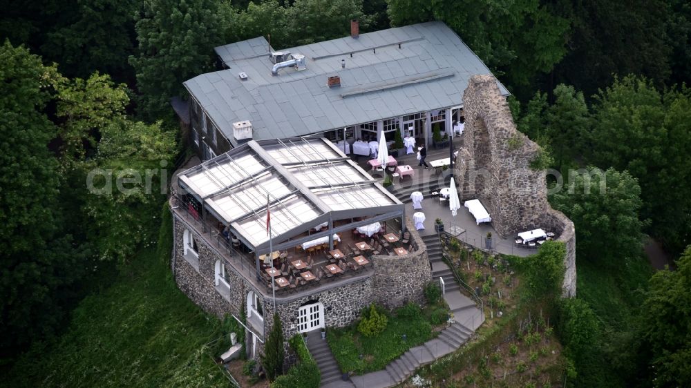 Aerial photograph Remagen - Building of the restaurant Lutter & Wegner on Rolandsbogen in the district Rolandswerth in Remagen in the state Rhineland-Palatinate, Germany