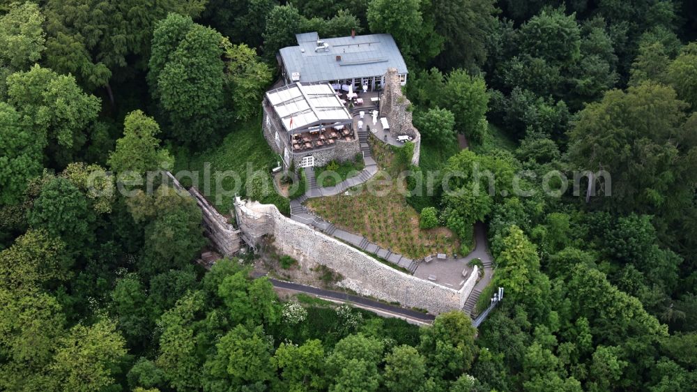 Remagen from the bird's eye view: Building of the restaurant Lutter & Wegner on Rolandsbogen in the district Rolandswerth in Remagen in the state Rhineland-Palatinate, Germany