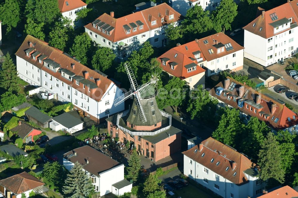 Aerial photograph Warnemünde - Building of the restaurant Meyers Muehle in Warnemuende in the state Mecklenburg - Western Pomerania, Germany