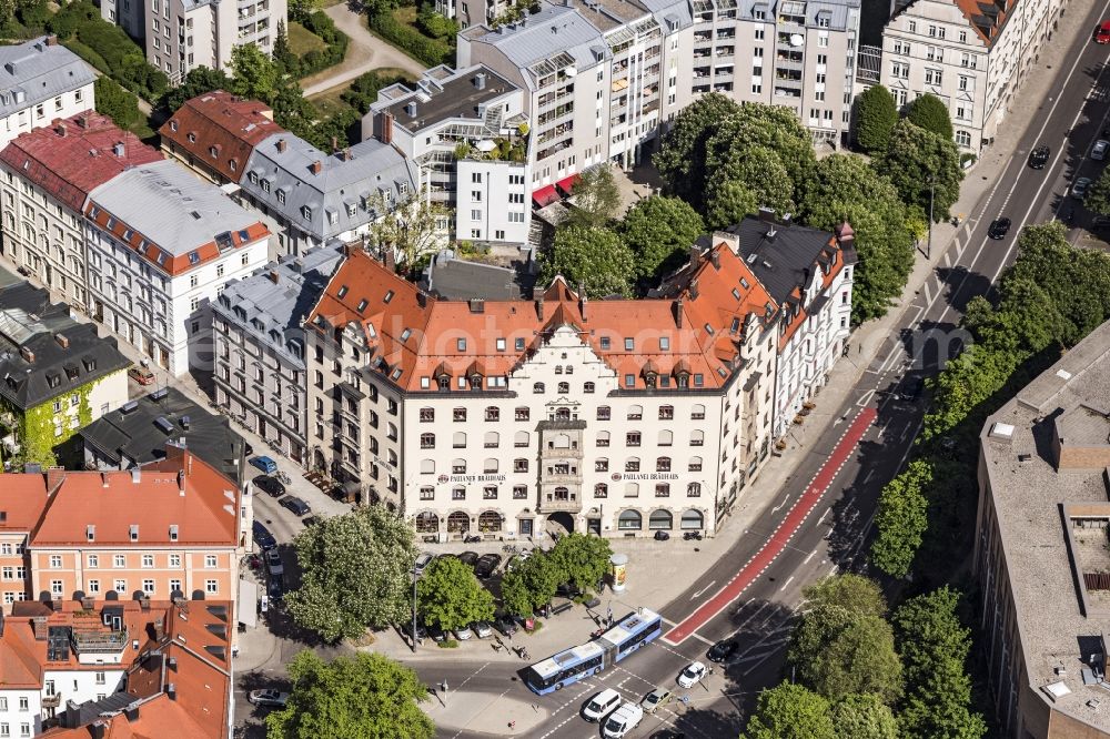 München from the bird's eye view: Building of the restaurant Paulaner Braeuhaus in Munich in the state Bavaria, Germany