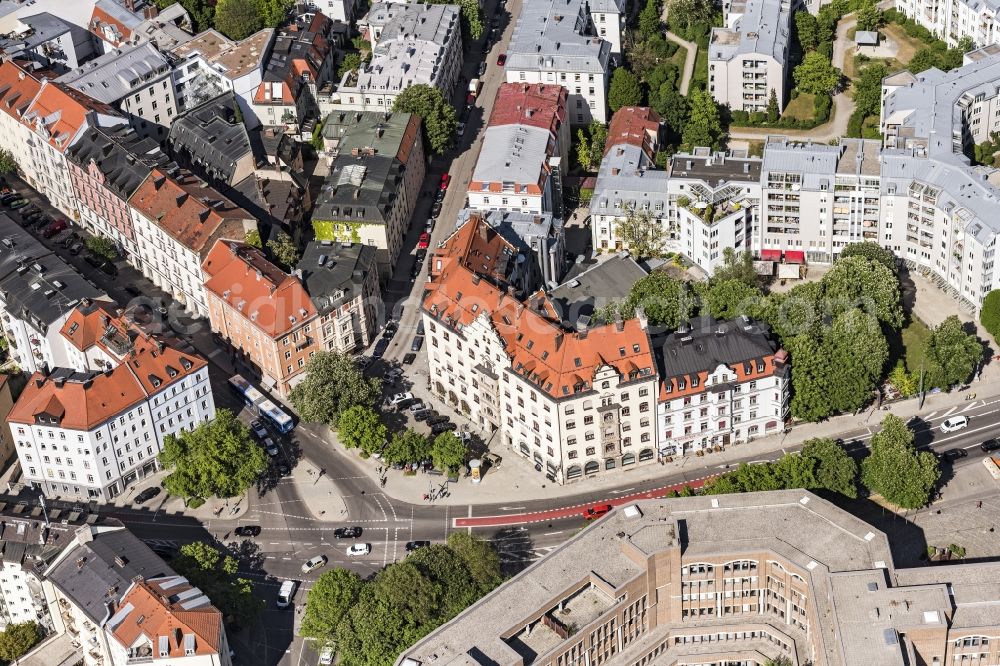 Aerial image München - Building of the restaurant Paulaner Braeuhaus in Munich in the state Bavaria, Germany