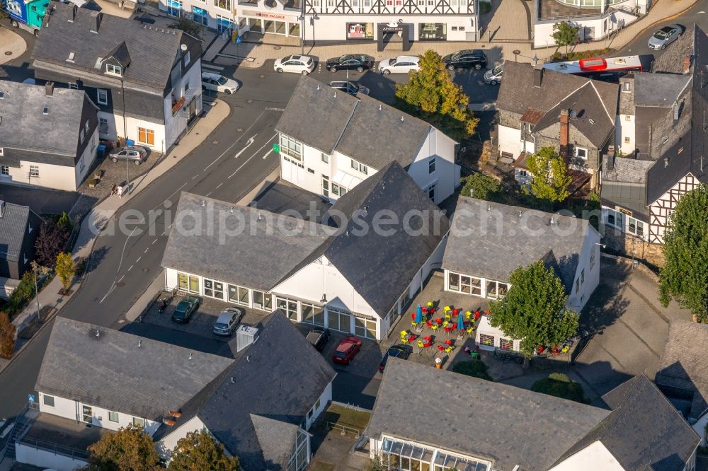 Aerial image Burbach - Building of the restaurant Restaurant Pizzeria Picasso on Gonbach in Burbach in the state North Rhine-Westphalia, Germany