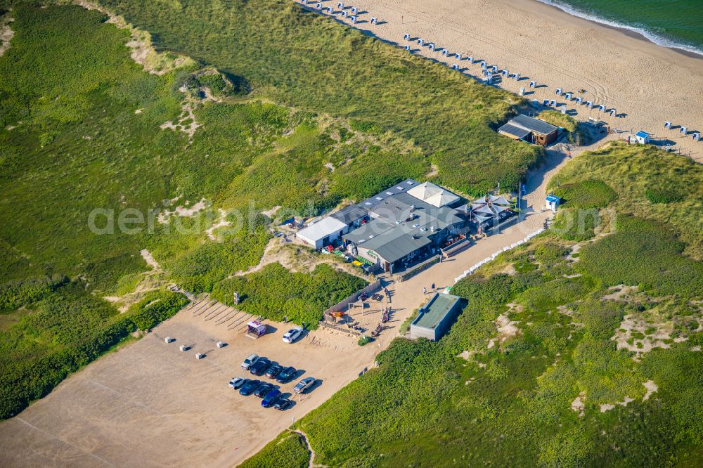 Aerial image Sylt - Building of the restaurant Samoa Seepferdchen in the district Rantum (Sylt) in Sylt on Island Sylt in the state Schleswig-Holstein, Germany