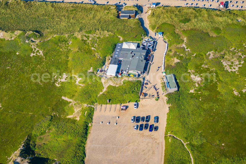 Aerial photograph Sylt - Building of the restaurant Samoa Seepferdchen in the district Rantum (Sylt) in Sylt on Island Sylt in the state Schleswig-Holstein, Germany