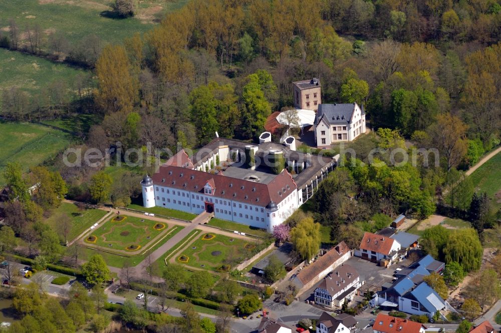 Heusenstamm from above - Building of the restaurant Schlossschenke zu Heusenstamm at Im Herrngarten in Heusenstamm in the state Hesse