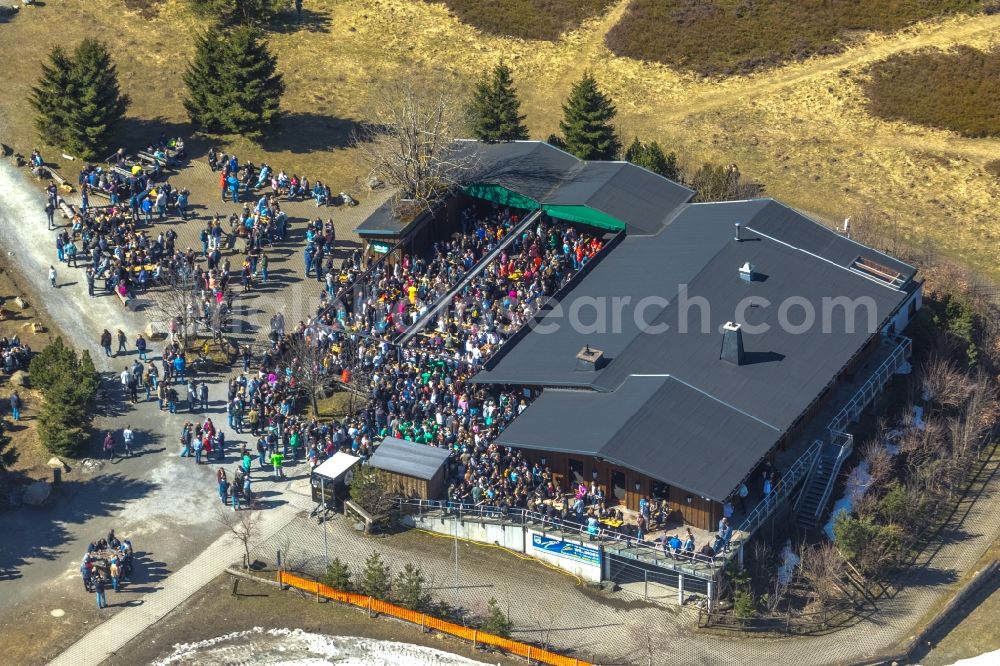 Aerial image Willingen (Upland) - Building of the restaurant Siggis Huette Am Ettelsberg in Willingen (Upland) in the state Hesse, Germany