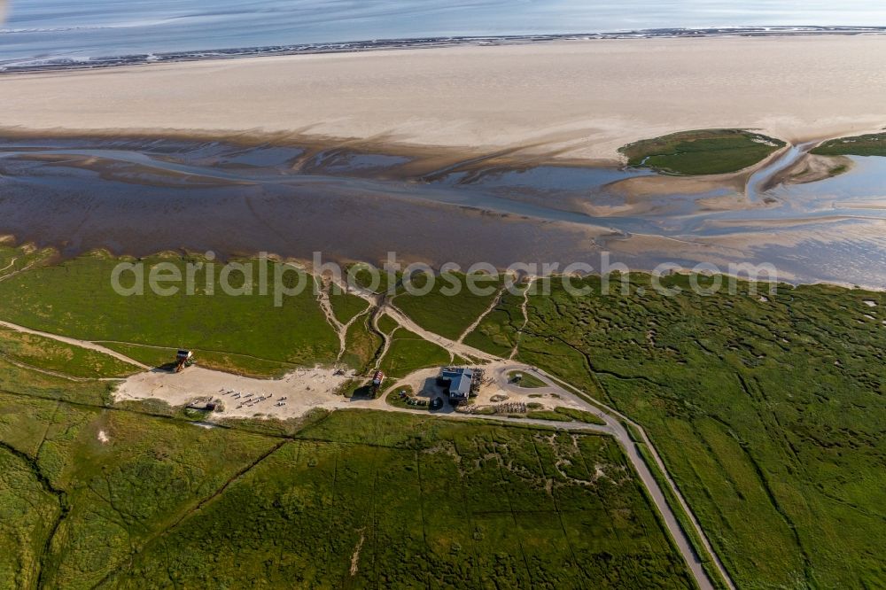 Aerial photograph Sankt Peter-Ording - Building of the restaurant Die Strandhuette in Sankt Peter-Ording in the state Schleswig-Holstein, Germany