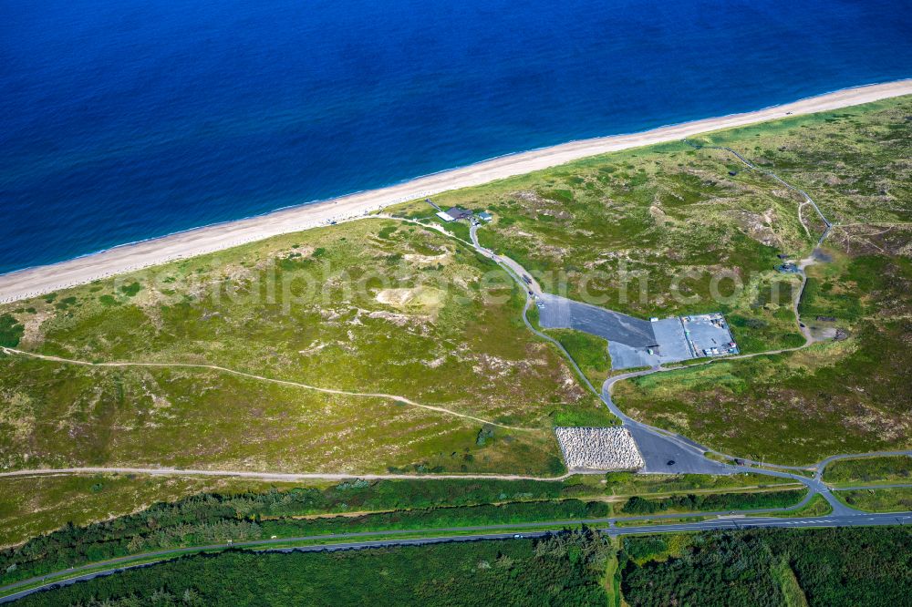 Sylt from above - Building of the restaurant Strandoase in the district Westerland in Sylt on Island Sylt in the state Schleswig-Holstein, Germany