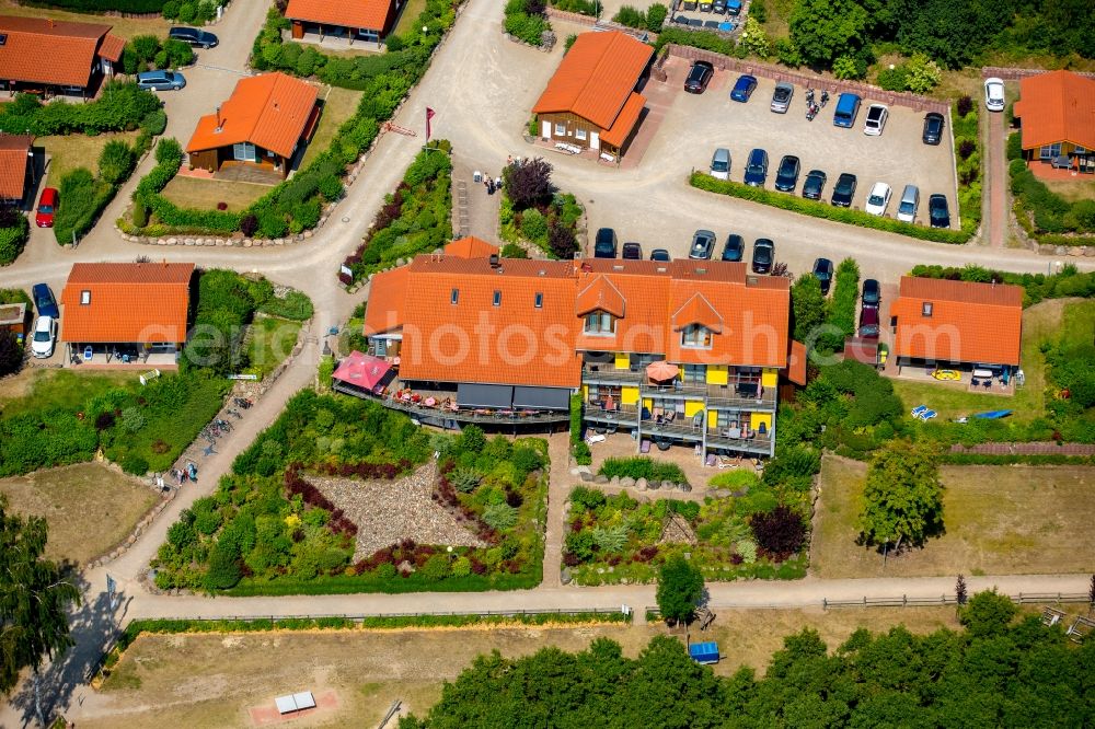 Jabel from above - Building of the restaurant Toplicht in Jabel in the state Mecklenburg - Western Pomerania