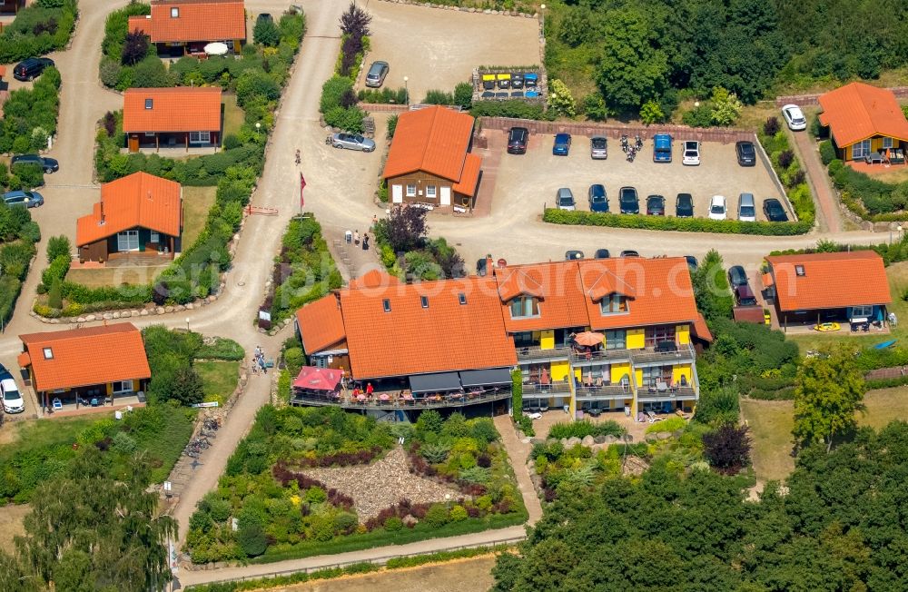 Jabel from above - Building of the restaurant Toplicht in Jabel in the state Mecklenburg - Western Pomerania