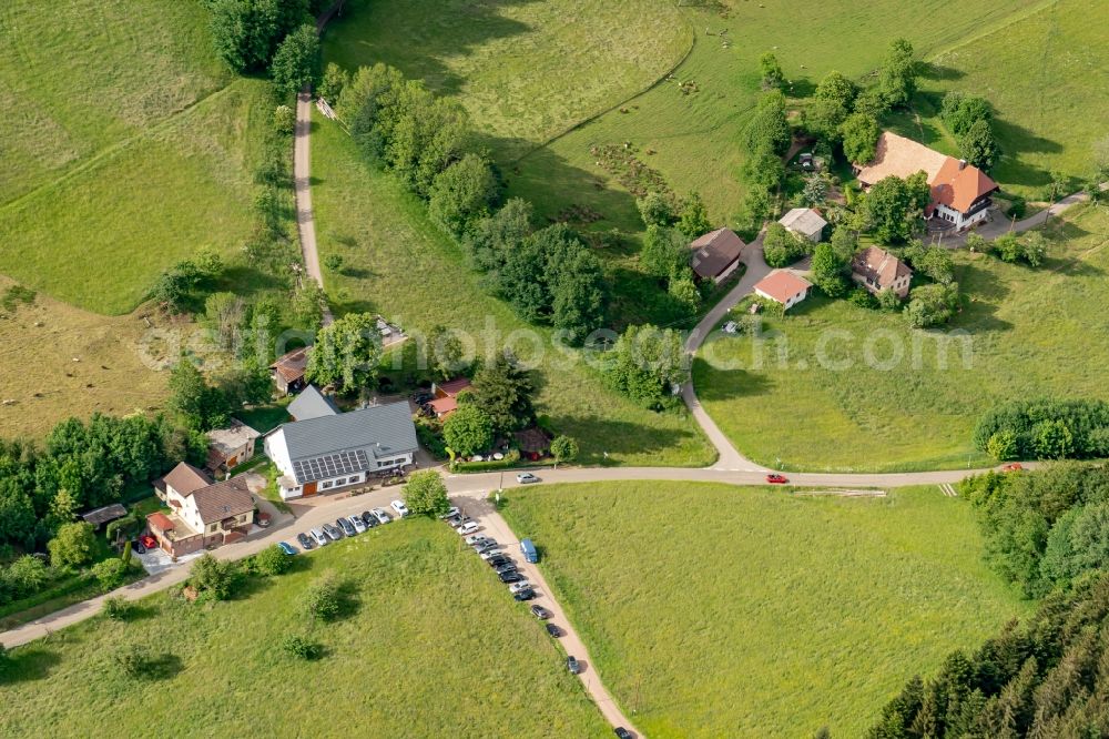 Aerial image Freiamt - Building of the restaurant Zum Gscheid in Freiamt in the state Baden-Wuerttemberg, Germany