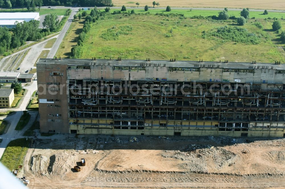 Espenhain from above - Building remains of the ruins of the HKW cogeneration plant and coal power plant in Espenhain in the state Saxony