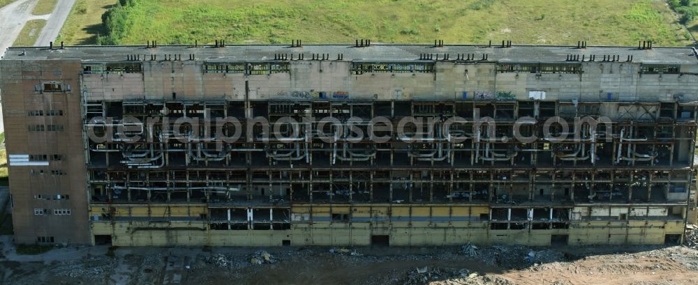 Espenhain from the bird's eye view: Building remains of the ruins of the HKW cogeneration plant and coal power plant in Espenhain in the state Saxony