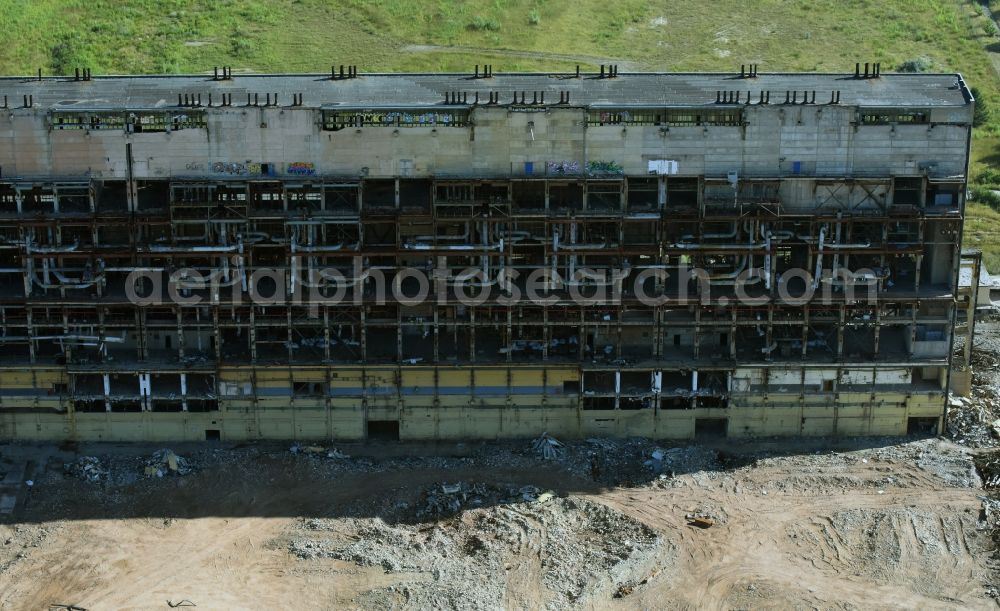 Aerial image Espenhain - Building remains of the ruins of the HKW cogeneration plant and coal power plant in Espenhain in the state Saxony