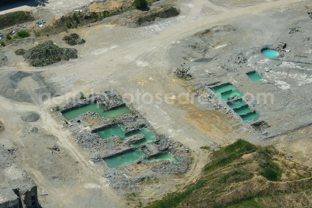 Aerial photograph Arneburg - Building remains of the ruins of the reactor units and facilities of the NPP - NPP nuclear power plant northeast of Stendal in Arneburg in the state Saxony-Anhalt