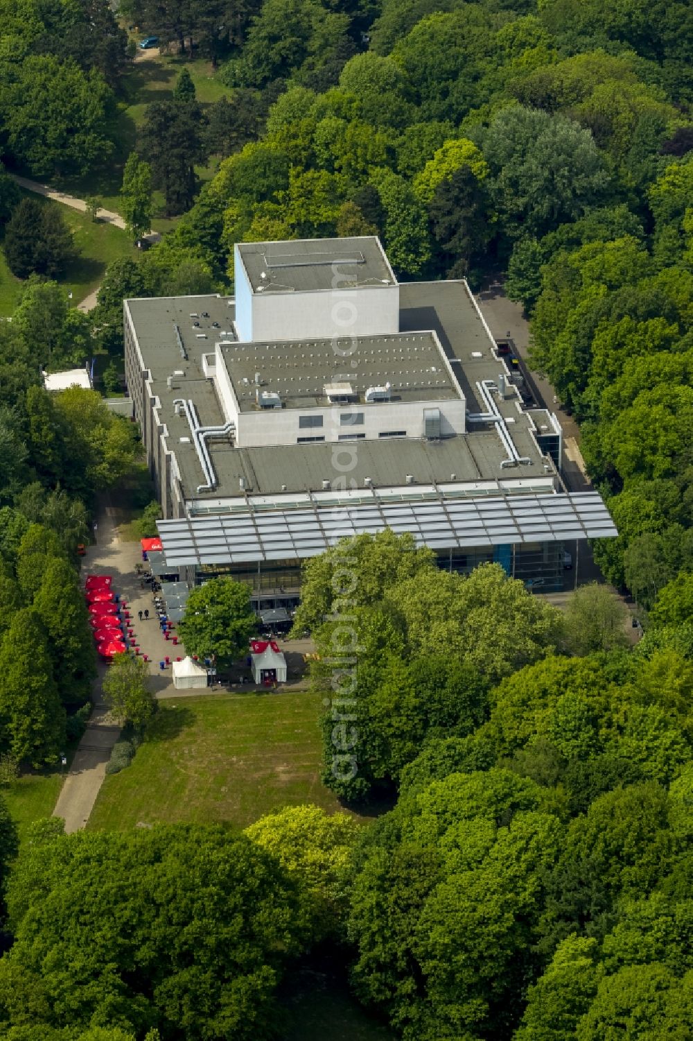 Aerial photograph Recklinghausen - Building of Ruhrfestspielhaus, seat of the Ruhr Festival 2014 in Recklinghausen in North Rhine-Westphalia