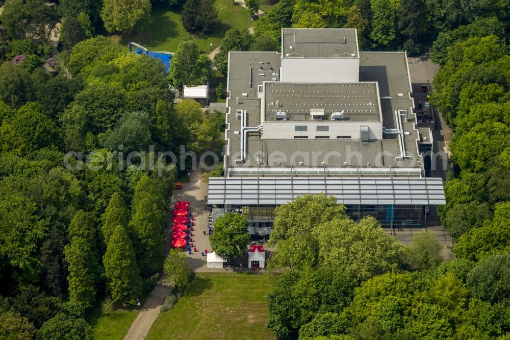 Recklinghausen from above - Building of Ruhrfestspielhaus, seat of the Ruhr Festival 2014 in Recklinghausen in North Rhine-Westphalia