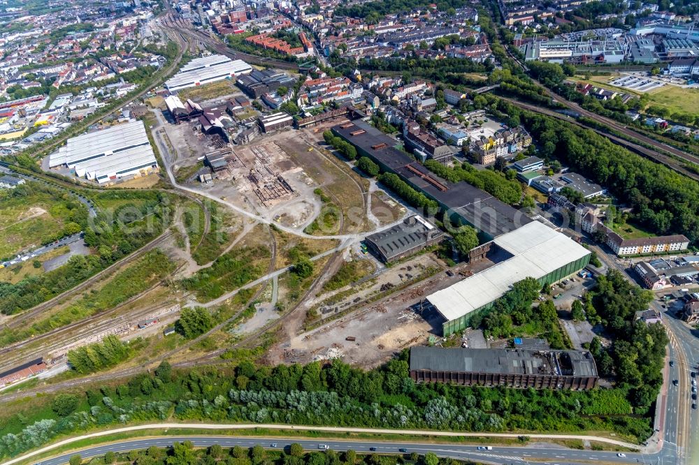 Aerial image Dortmund - Ruin of vacant building on the former Gelaende of Hoesch-Stahl AG in Dortmund in the state North Rhine-Westphalia, Germany