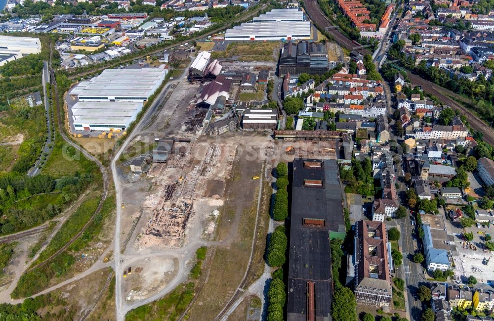 Aerial photograph Dortmund - Ruin of vacant building on the former Gelaende of Hoesch-Stahl AG in Dortmund in the state North Rhine-Westphalia, Germany